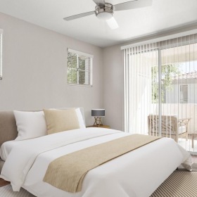 Bedroom options to fit every lifestyle a bedroom with a bed and a fan