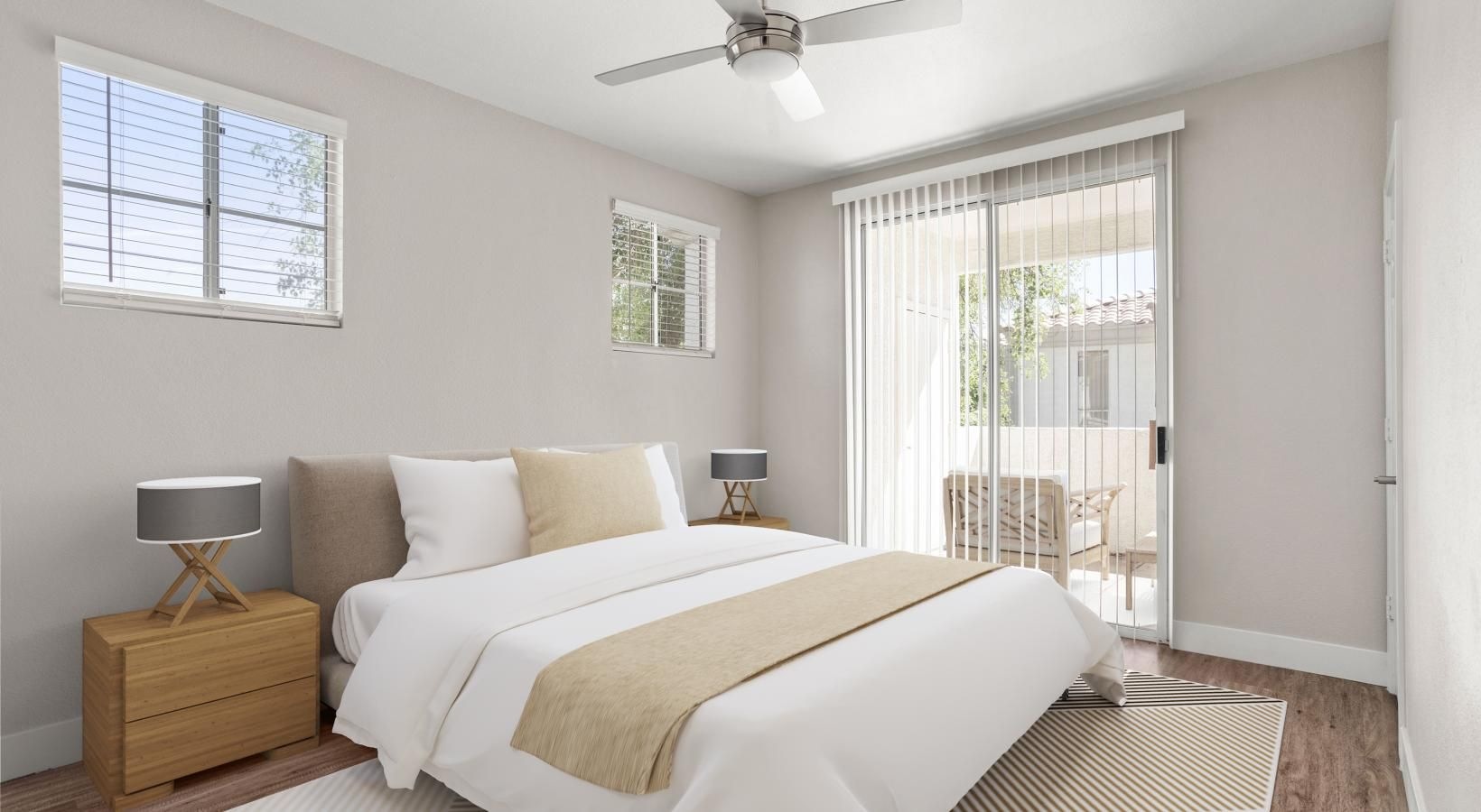 Bedroom options to fit every lifestyle a bedroom with a bed and a fan