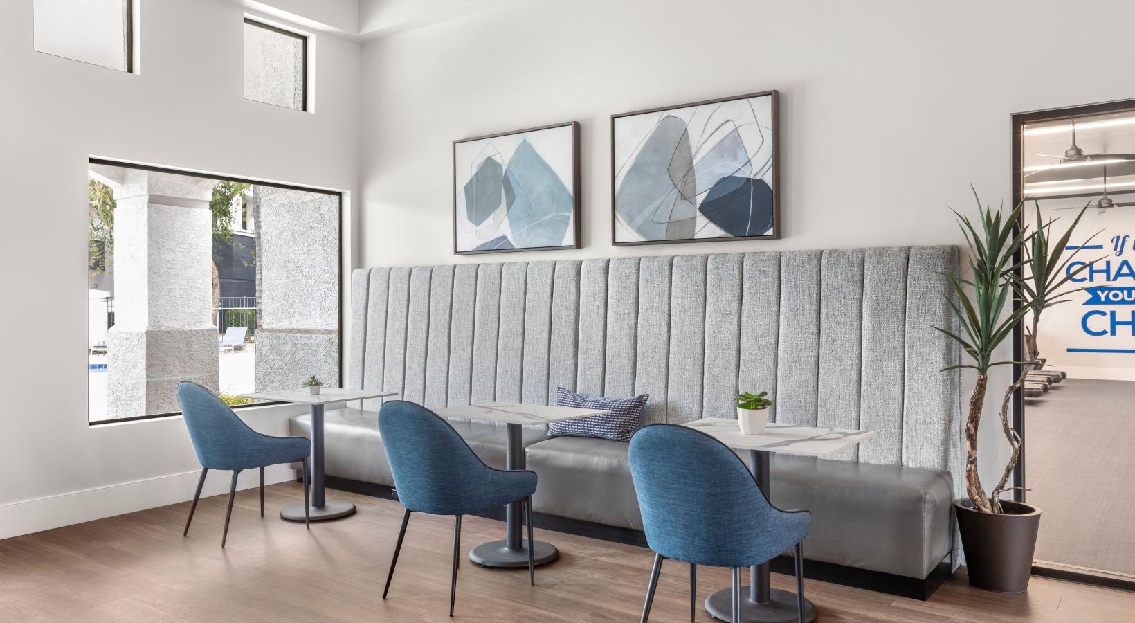 Enjoy our resident-only features a room with chairs and a table